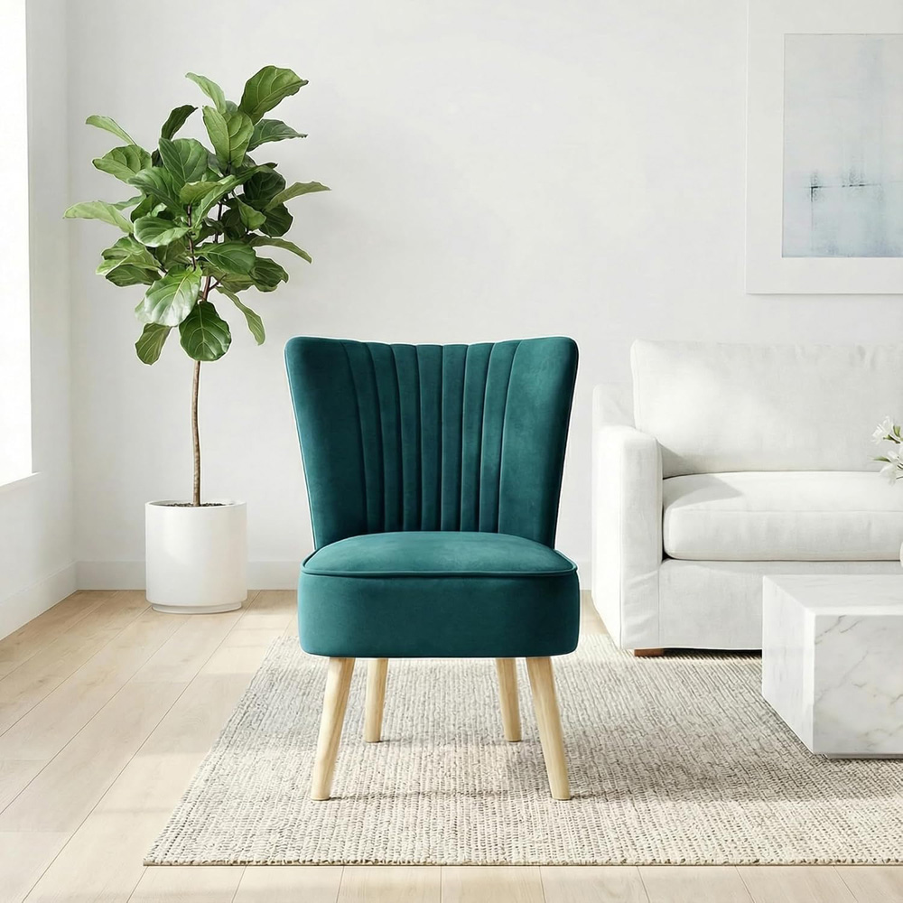 Alivio Green Velvet Upholstered Modern Accent Chair Image 3