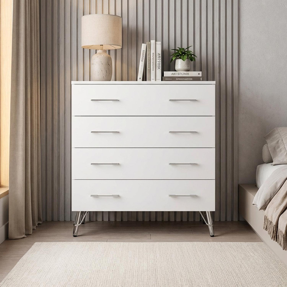 FWStyle Maldon 4 Drawer White Chest of Drawers Image 5
