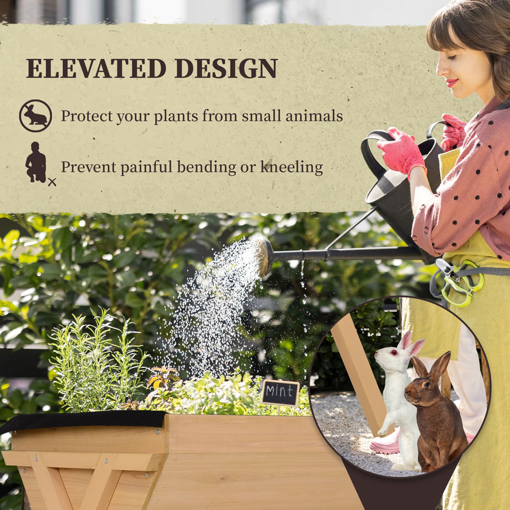 Outsunny Wooden Raised Planter Bed Stand 80 x 70 x 100cm Image 7