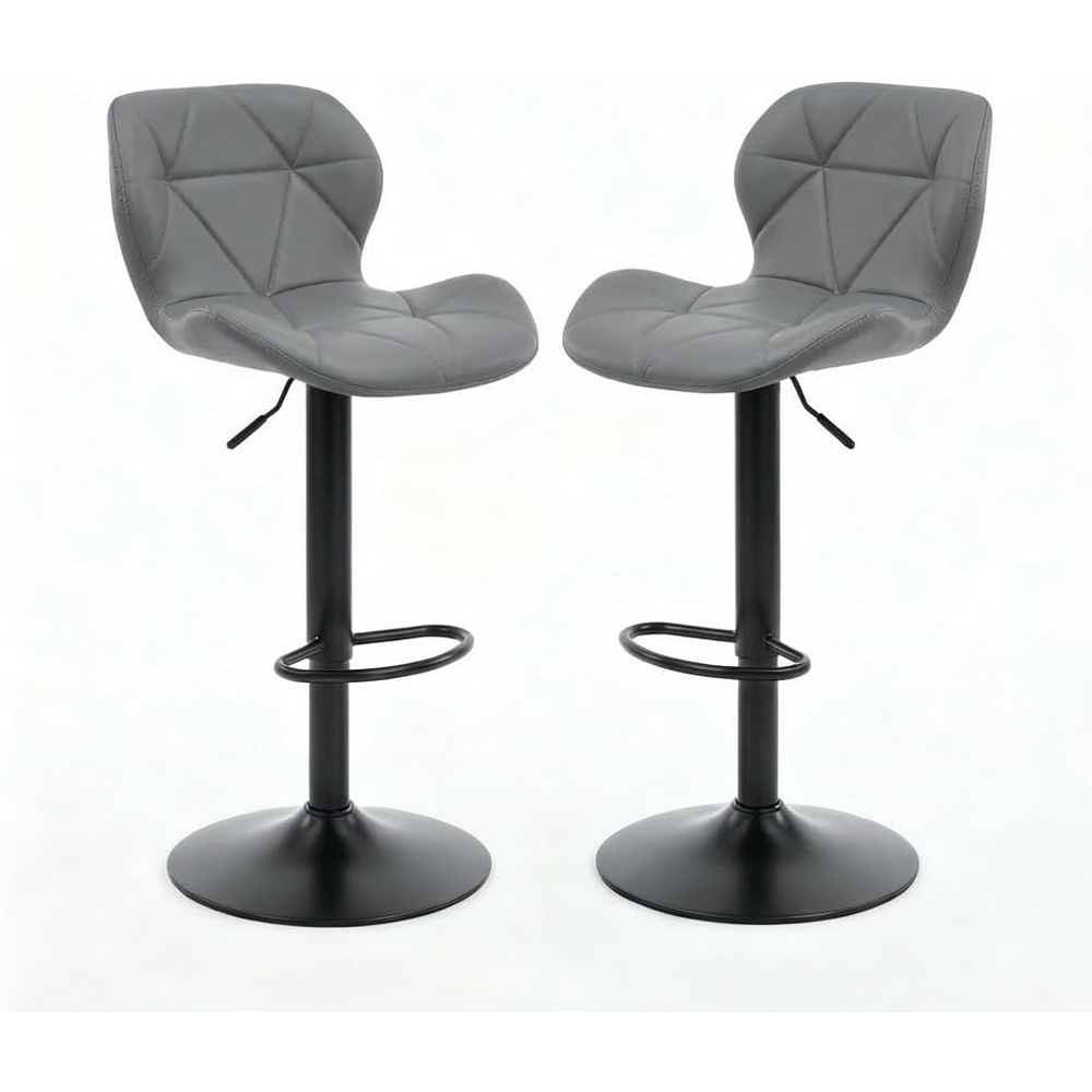 Alivio Dark Grey Faux Leather Height Adjustable Swivel Bar Stool Set of 2 Image 2