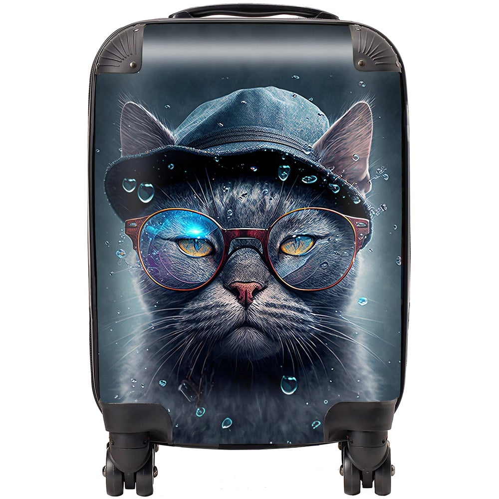 Warren Reed Designer Small Splashart Russian Blue Cat Suitcase Image 1