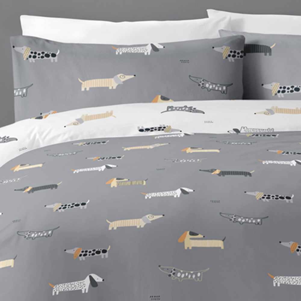 Bellissimo Dachshund Double Grey Duvet Set Image 3