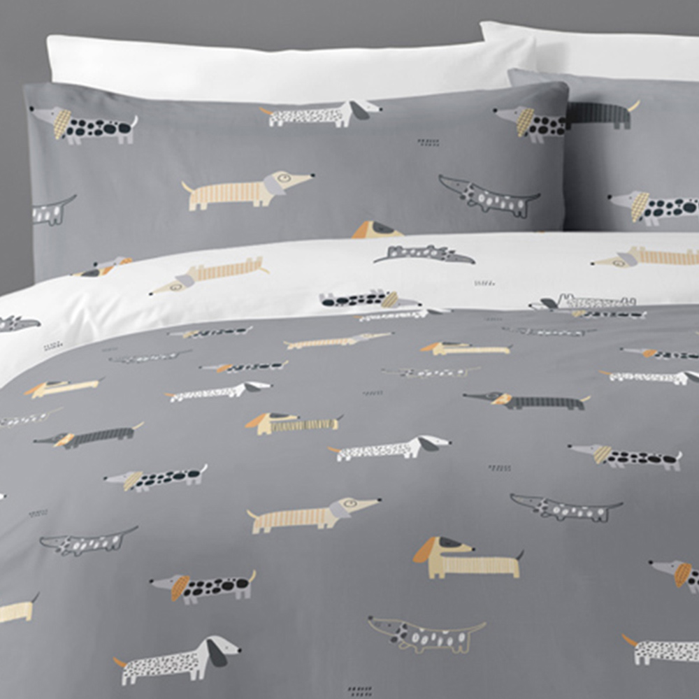 Bellissimo Dachshund King Size Grey Duvet Set Image 3