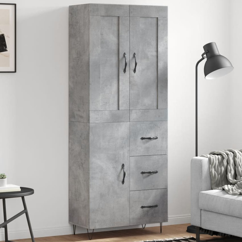 vidaXL 3 Door 3 Drawer Concrete Grey Highboard Image 1