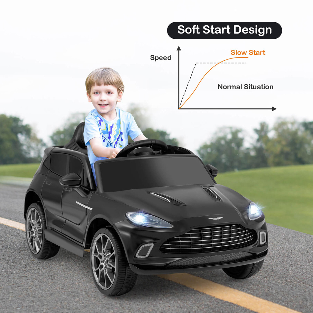 Costway Kids Black Licensed Aston Martin Ride On Car with Horn and Taillight 12V Image 4