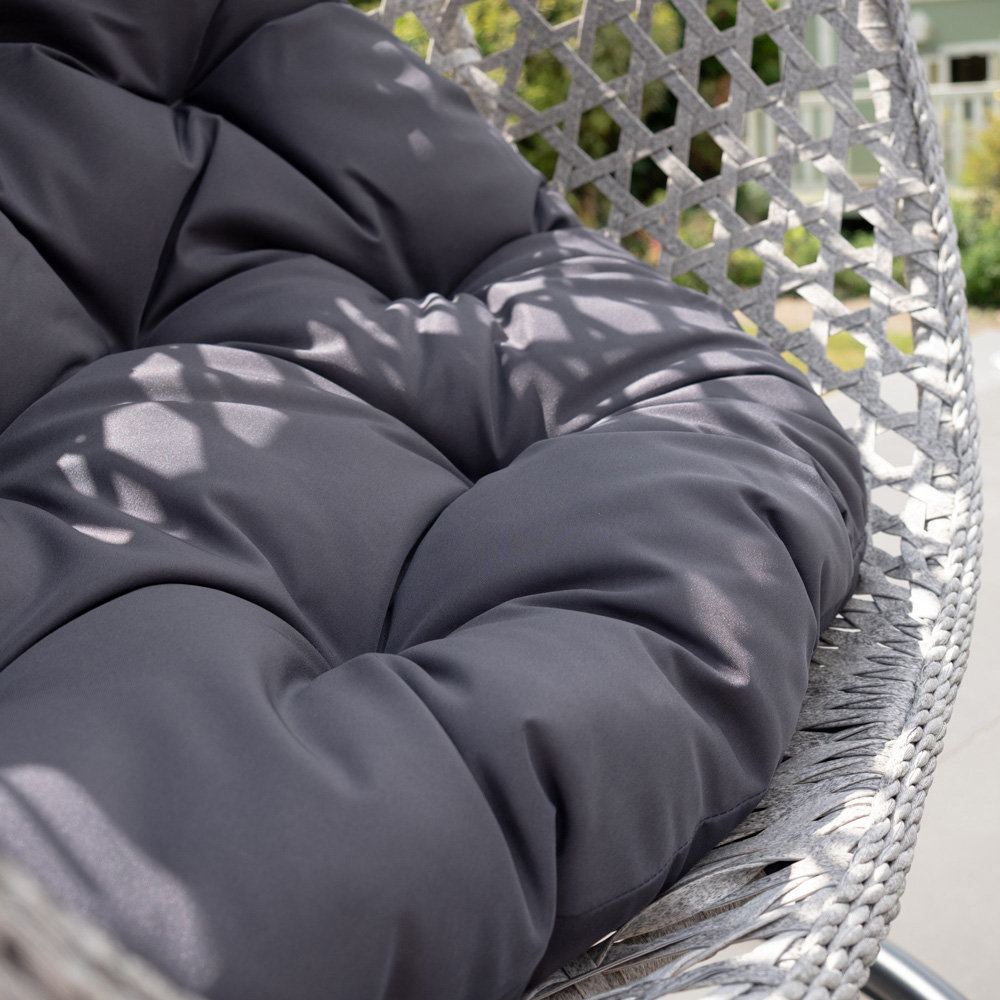 Artemis Home Abingdon Single Dark Grey Rattan Effect Hanging Egg Pod Chair Image 2