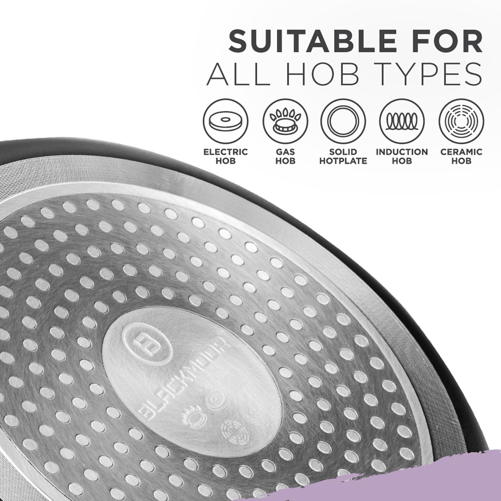 Blackmoor 18cm Black Ceramic Non-Stick Saucepan with Tempered Glass Lid Image 3