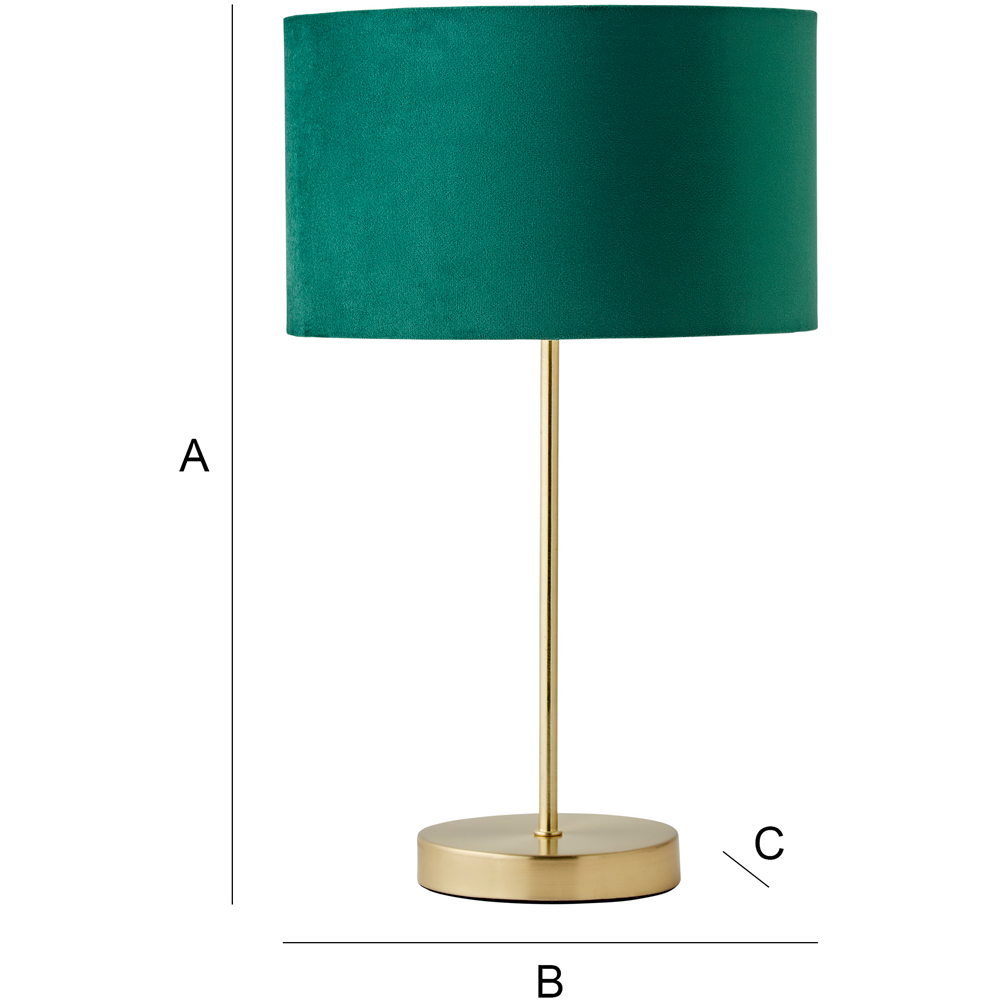 ValueLights Charlie Metallic and Green Velvet Shade Gold Table Lamp and Bulb Image 8