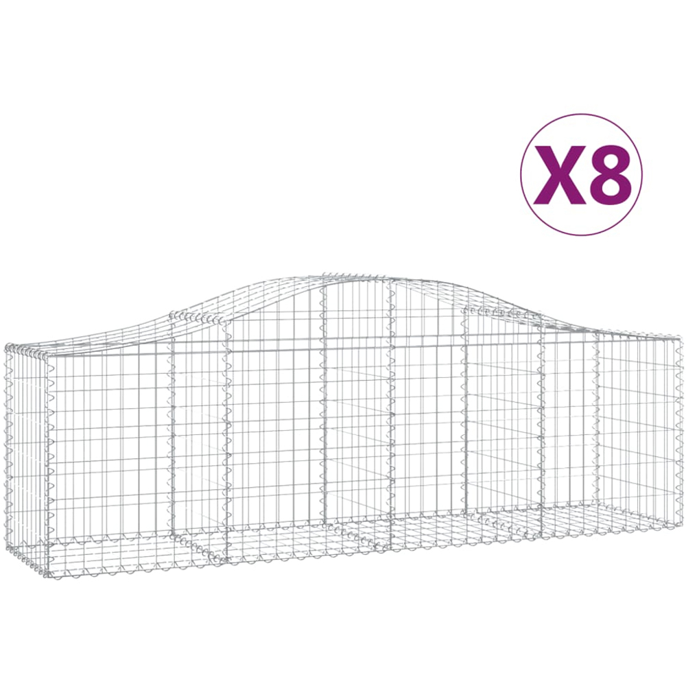 vidaXL Silver Galvanised Iron Gabion Basket 200 x 50 x 60/80cm 8 Pack Image 4