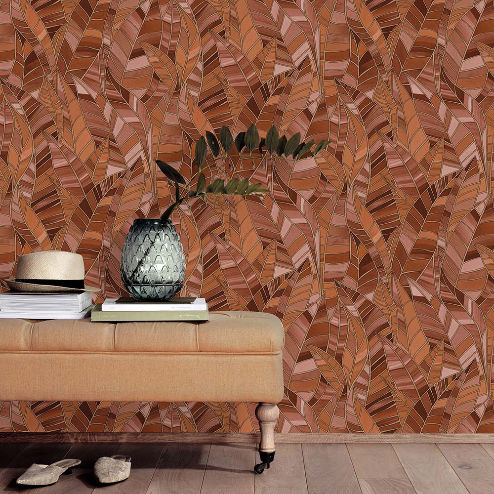 Elle Decoration Serenade Brown Embossed Vinyl Wallpaper by Erismann Image 2