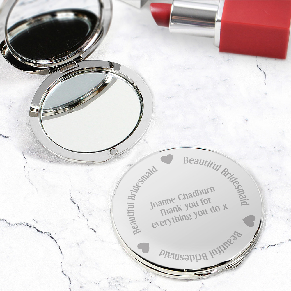 Personalised Memento Personalised Beautiful Bridesmaid Compact Mirror Image 3