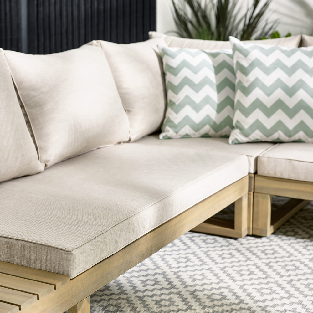 Furniturebox Sardinia 6 Seater Natural Oak Effect Wood Outdoor Sofa Set Image 4