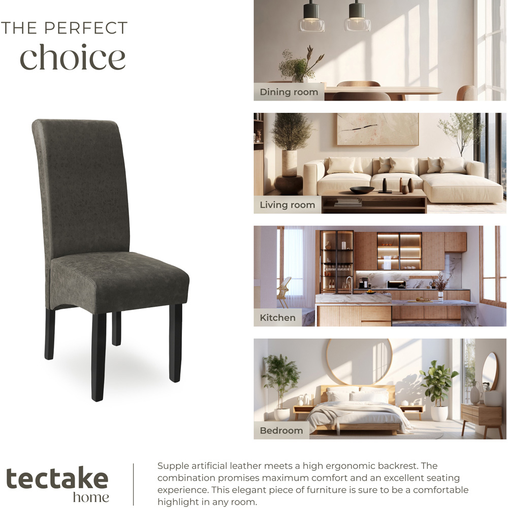 tectake Grey Marble Leather High Backrest Dining Chair Image 8
