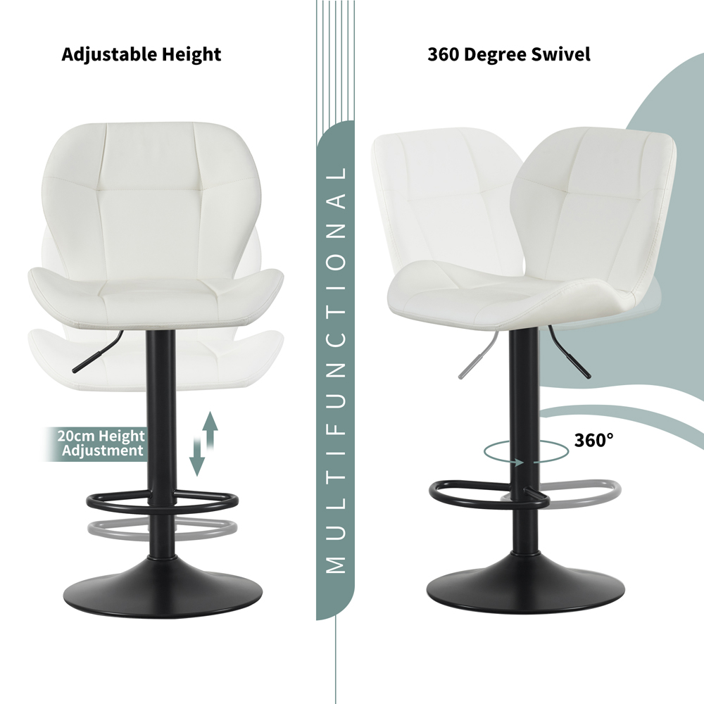 Stella Cream Height Adjustable Bar Stool with Footrest Set of 2 Image 4