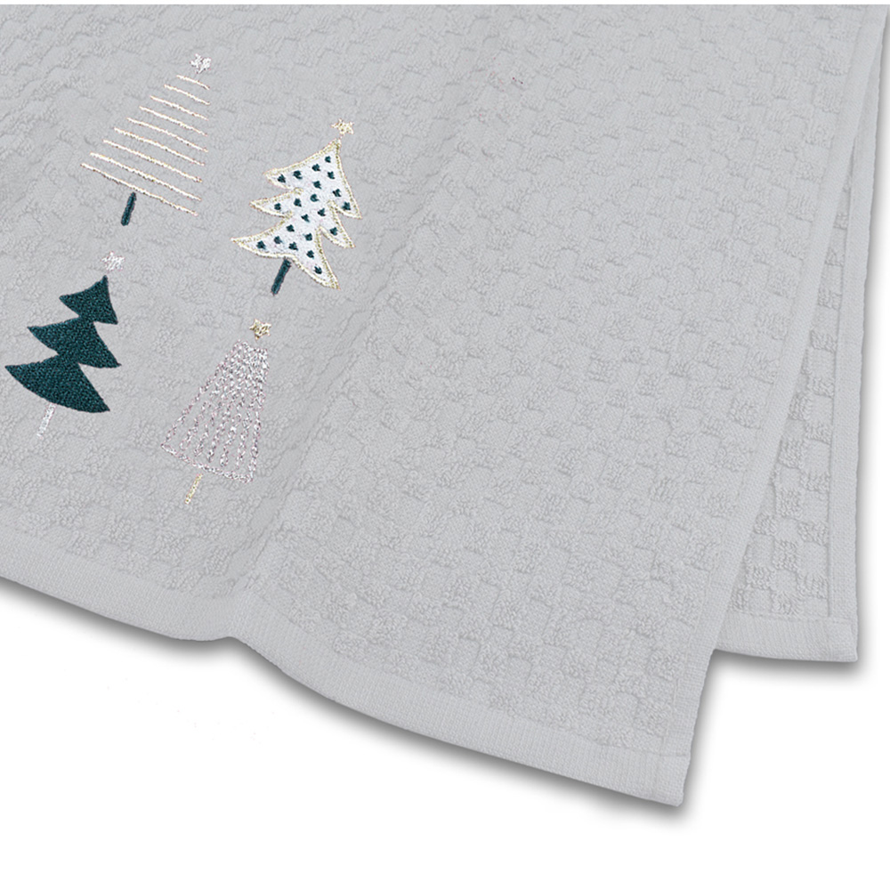 Noel Square Xmas Trees White Tea Towel 3 Pack Image 5