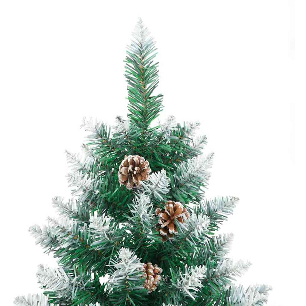 vidaXL Green Snow Flocked Artificial Christmas Tree with Pinecones 6ft Image 2