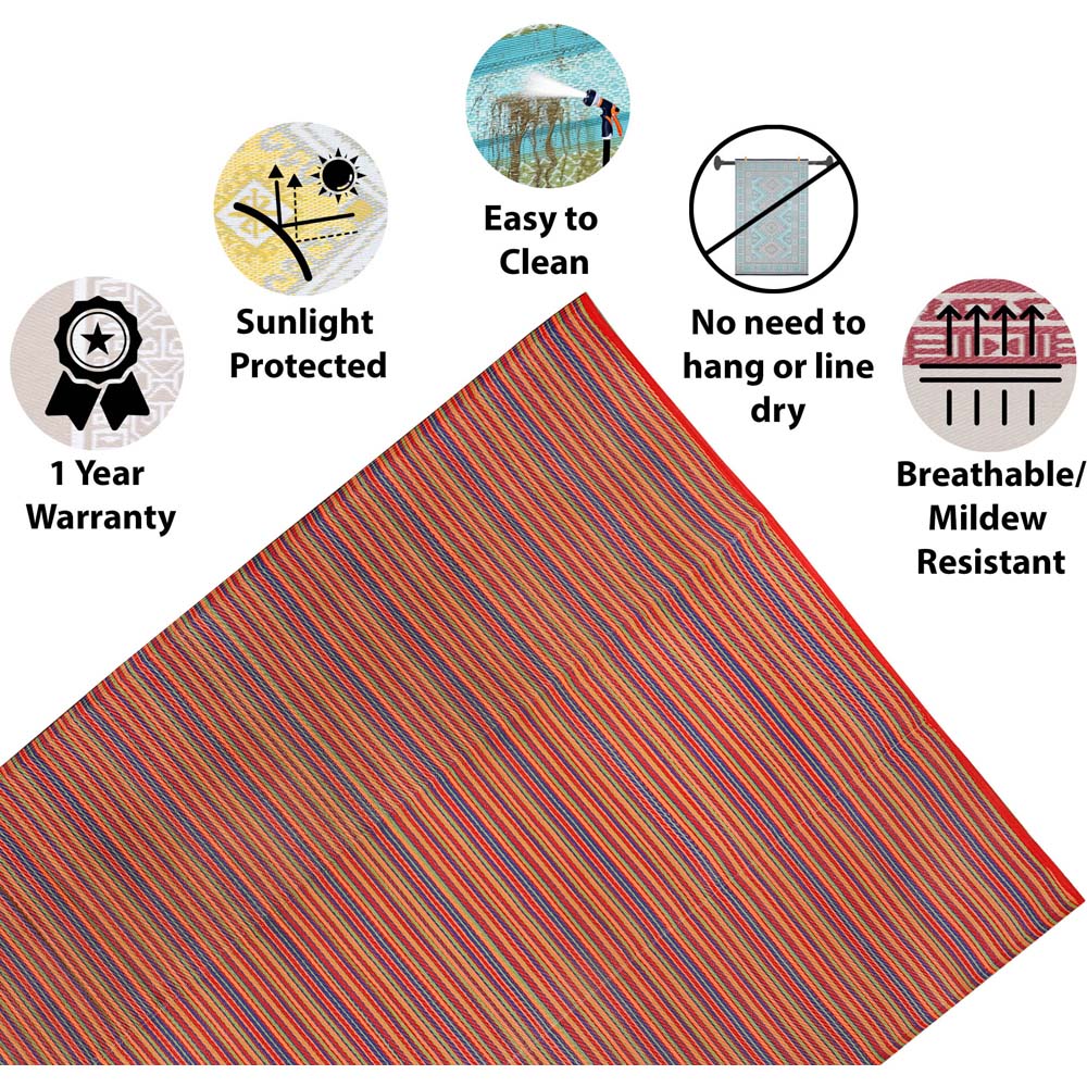 Green Decore Weaver Multi Red Camping and Picnic Rug 270 x 360cm Image 3