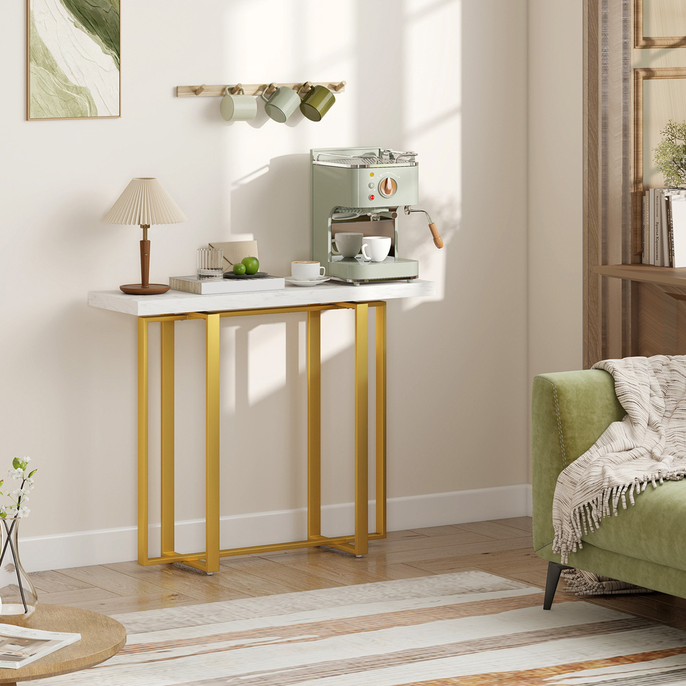 Portland White Modern Slim Long Accent Sofa Side Table  Image 3
