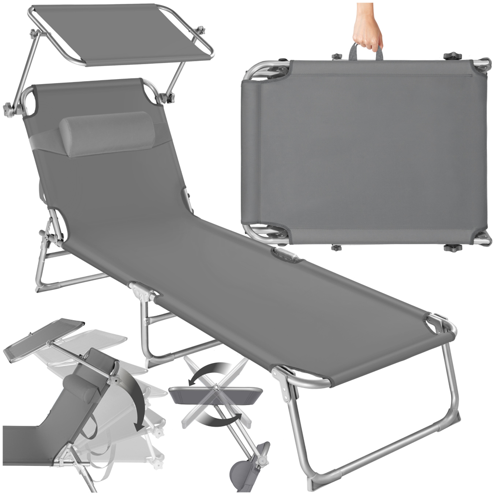 tectake Grey Chloa Foldable Sun Lounger Image 2