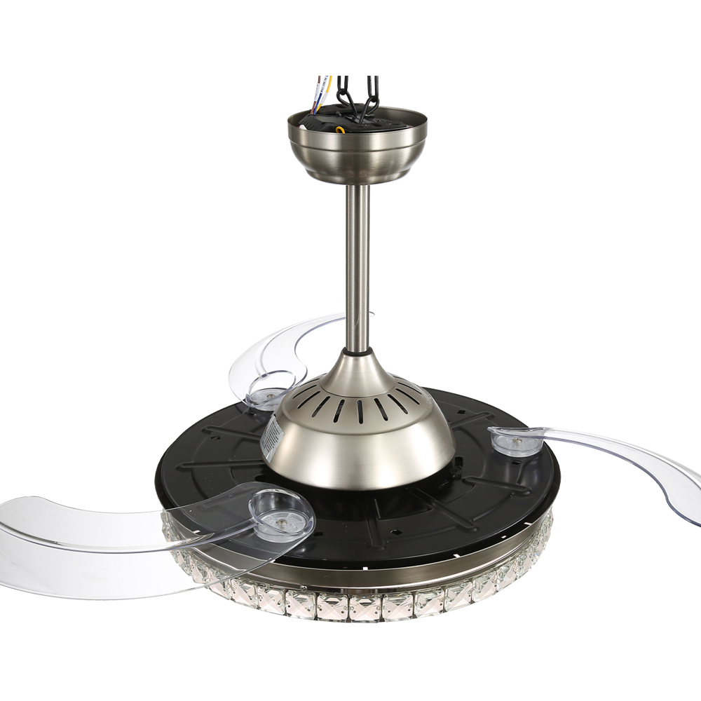 Living and Home Nickel Retractable Blade LED Ceiling Fan Light with 6 Speeds 42 inch Image 3
