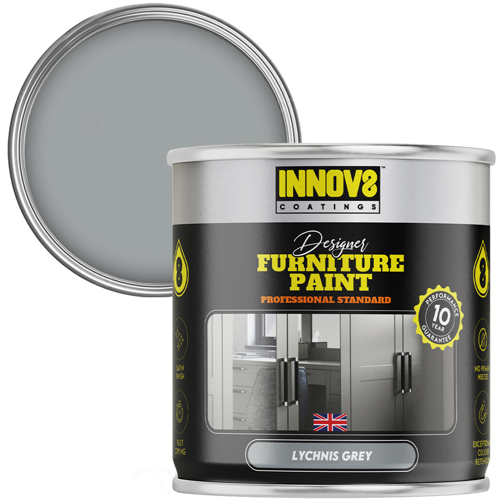Innov8 Coatings Designer Lychnis Grey Satin Finish Furniture Paint 750ml Image 1