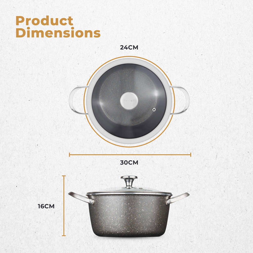 Tower 24cm Forged Aluminium Non-Stick Casserole Dish with Glass Lid Image 9