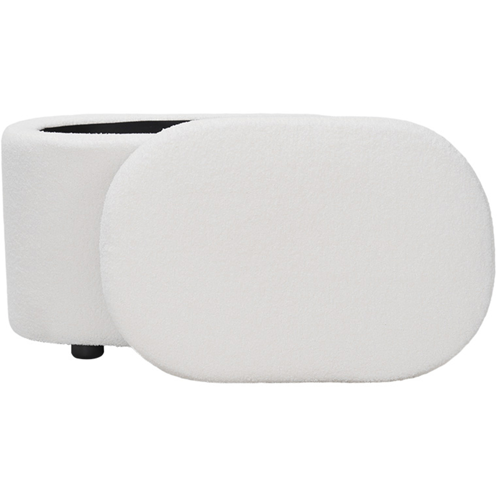 Living and Home White Teddy Fleece Storage Ottoman with Lift-Up Lid Image 4
