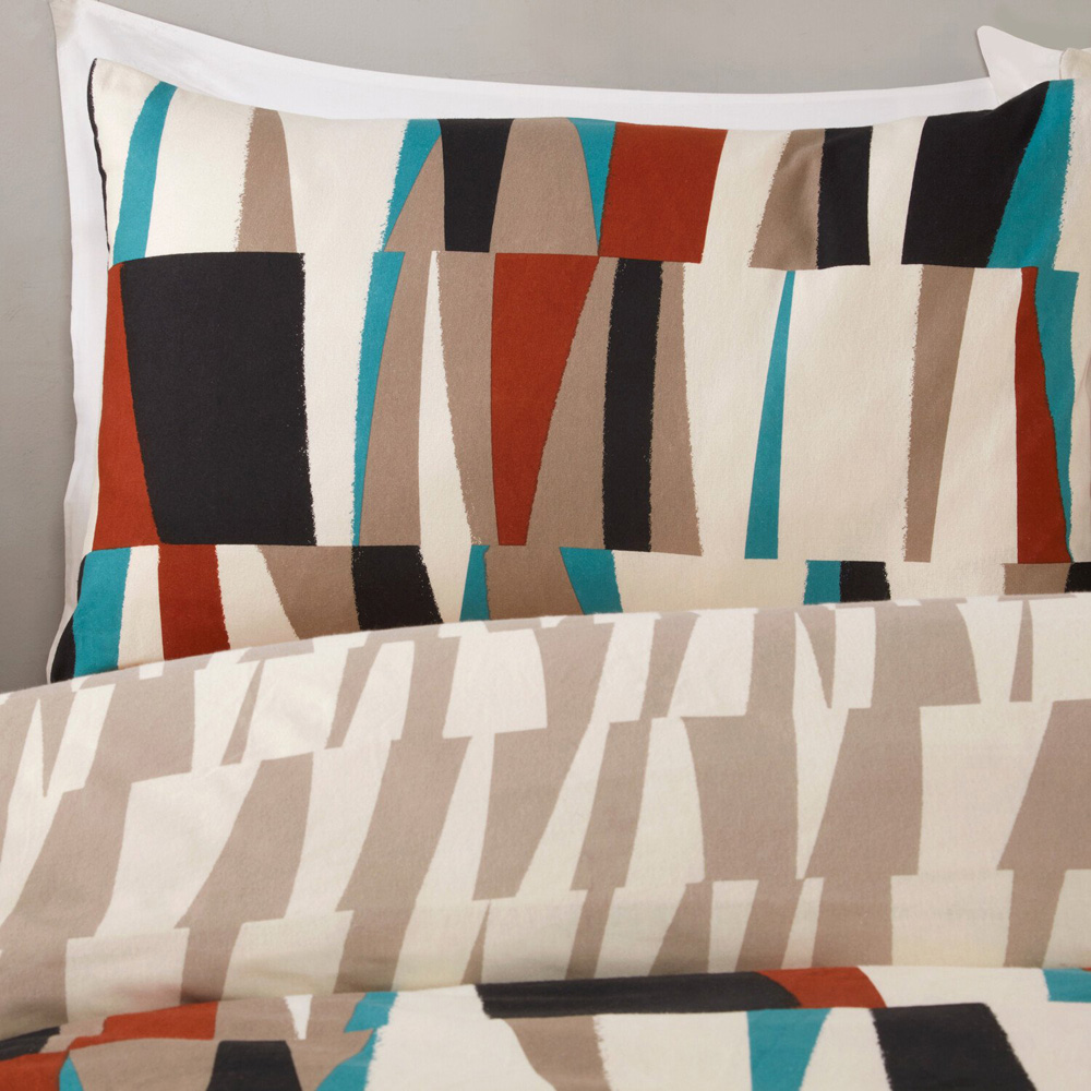 Ezra Geometric Duvet Set Beige Superking Image 6