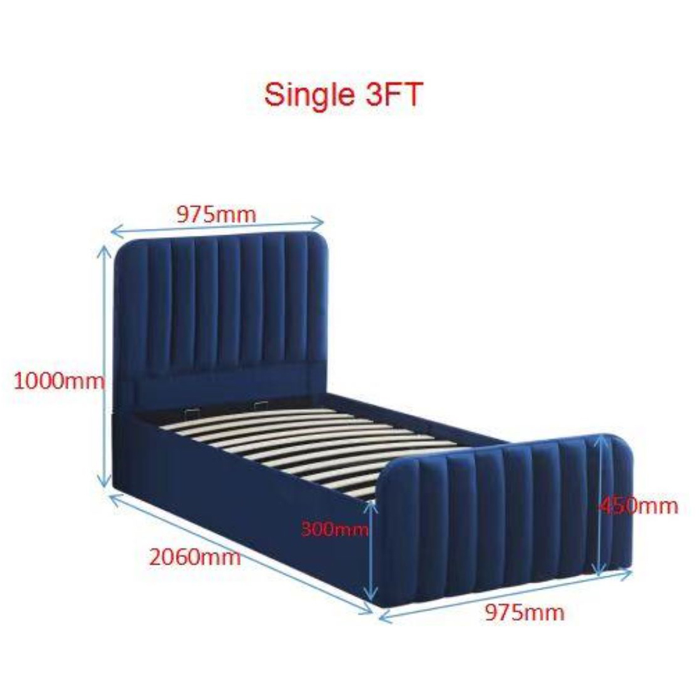 Kosy Koala Single Blue Velvet Ottoman Storage Bed Image 5