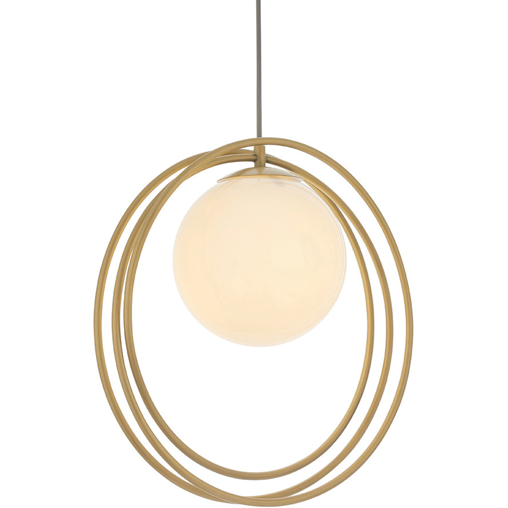 Merano Bergamo Gloss Opal Glass Shade Brushed Gold Pendant Light Image 4