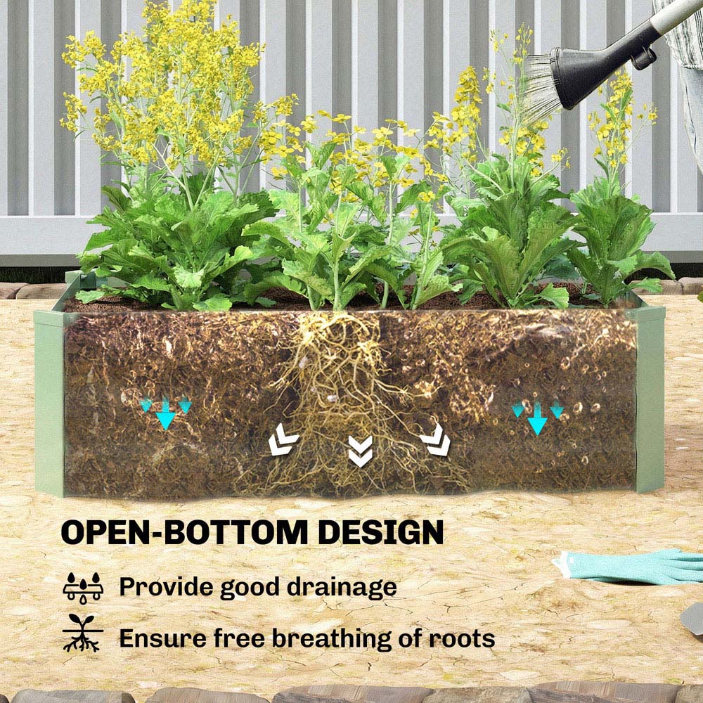 Outsunny Light Green Raised Garden Bed with Metal Stakes Set of 2 Image 4