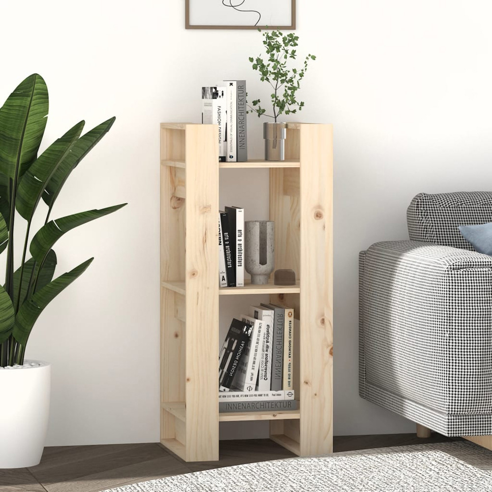 vidaXL 3 Shelf Natural Solid Pine Wood Bookcase Image 7