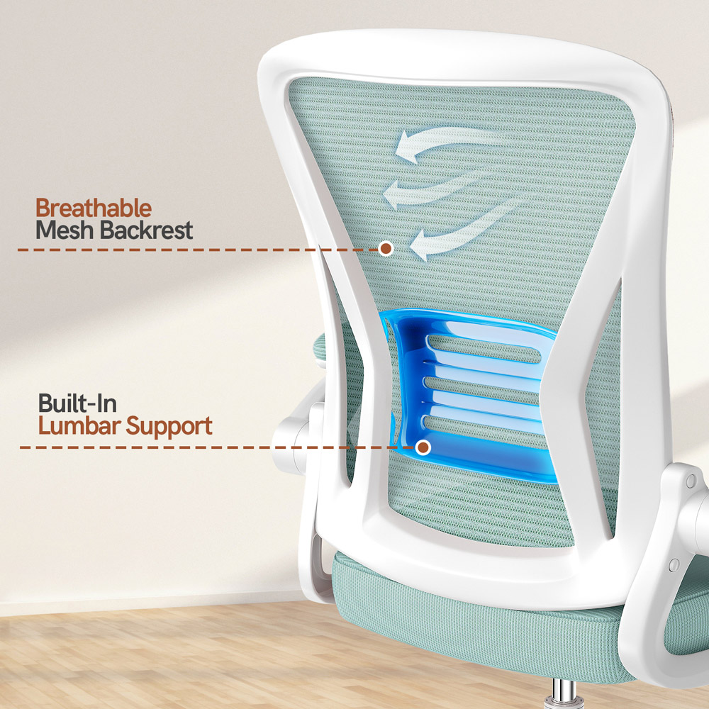Rattrix Green Office Chair with Flip-Up Armrest and Lumbar Support Image 6
