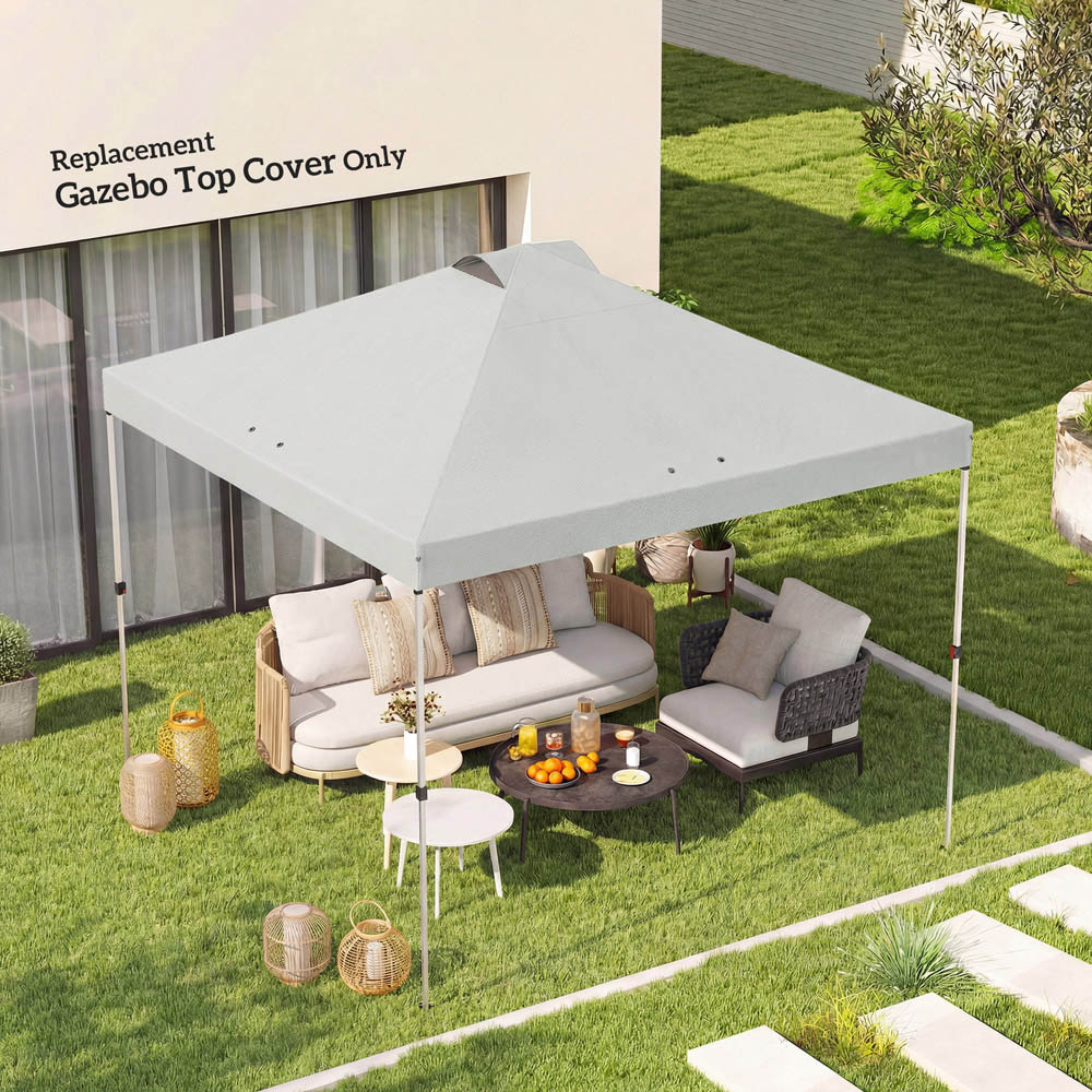 Outsunny 3 x 3m White Waterproof Gazebo Roof Replacement Cover Image 2