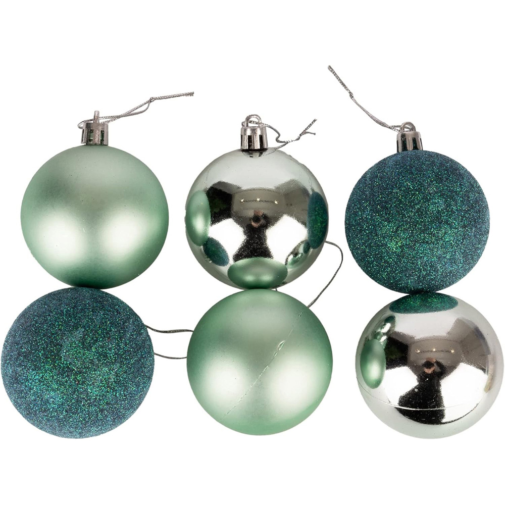 Shatchi 10cm Teal Blue Shatterproof Christmas Bauble 3 Pack Image 2
