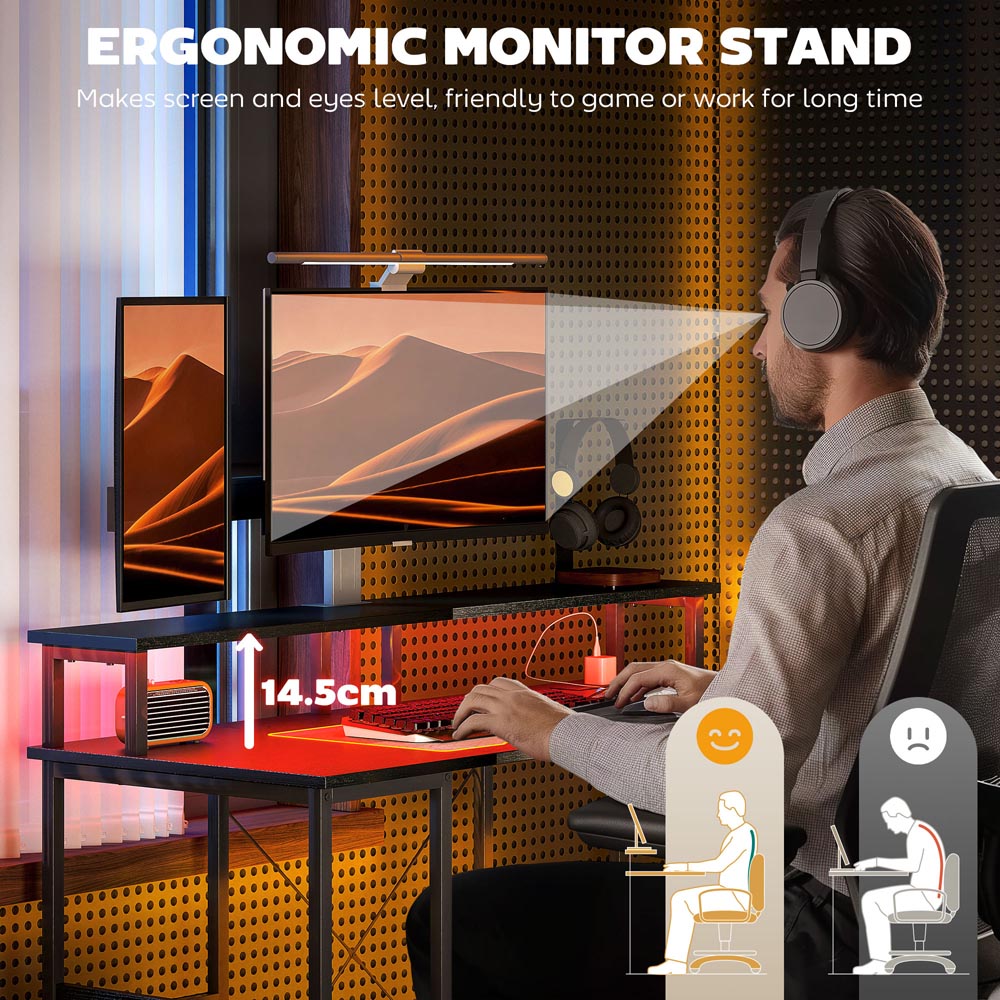 HOMCOM Black Reversible Computer Desk with Storage Image 6