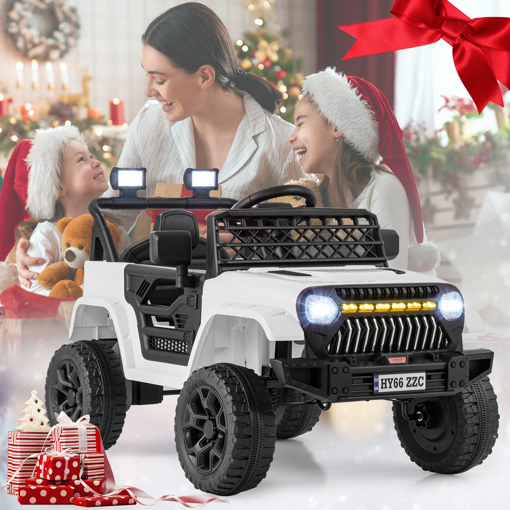 Costway Kids White Ride On Truck with Remote Control and LED lights 12V Image 3