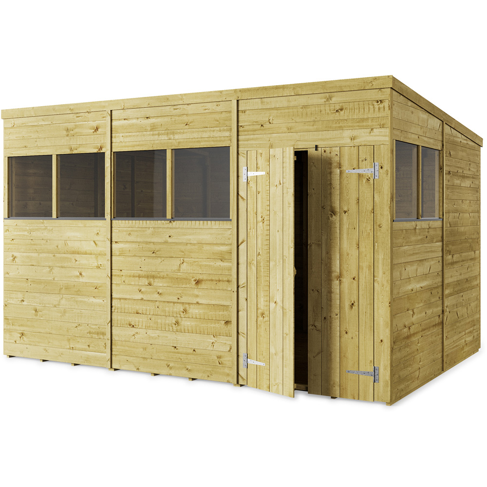 StoreMore 12 x 8ft Double Door Tongue and Groove Pent Shed with Window Image 1