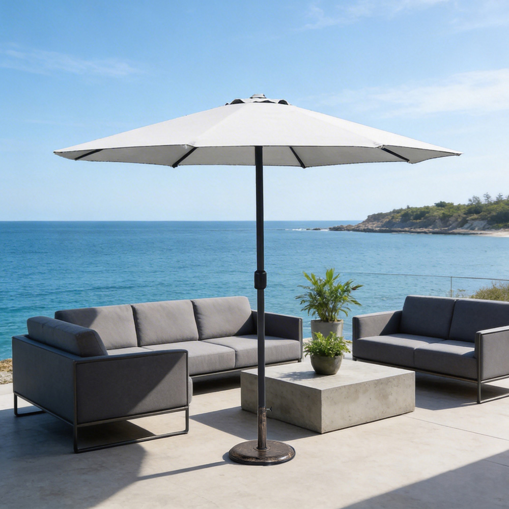 Direct Wicker Light Beige Crank Classic Straight Parasol 2.94m Image 3