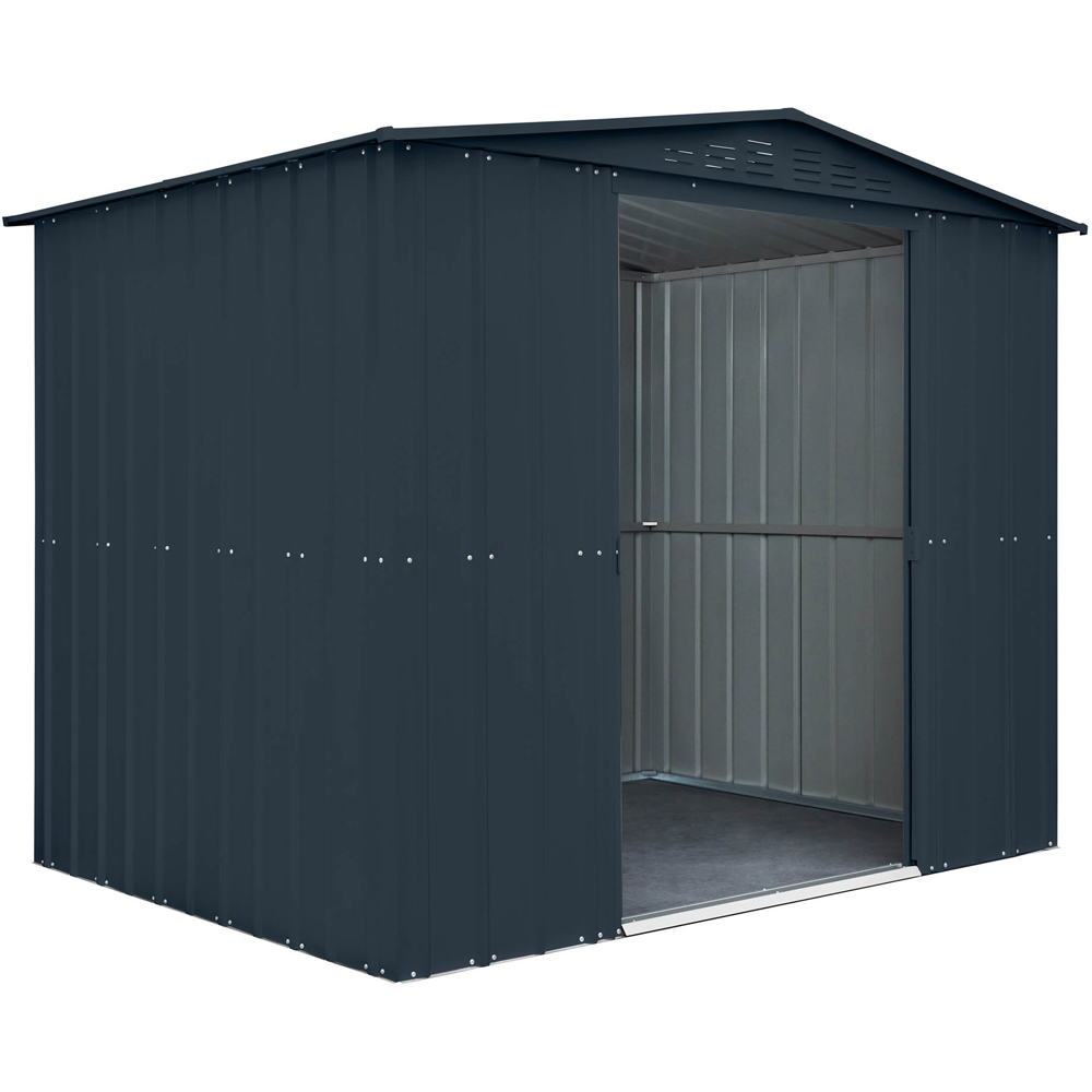 Globel 8 x 6ft 2 Door Grey Metal Apex Garden Shed Image 2