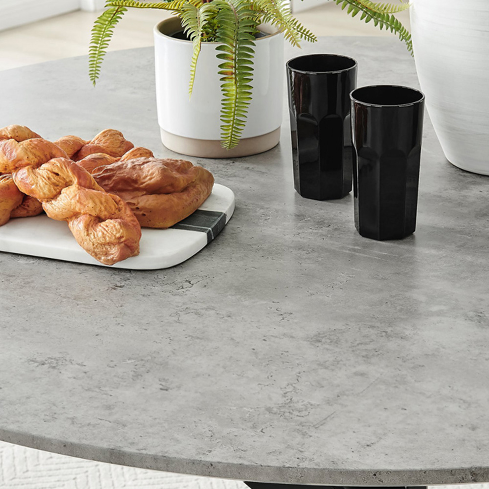 Furniturebox Arona Valera Concrete Effect 4 Seater Round Dining Set Grey and Cappuccino Image 8
