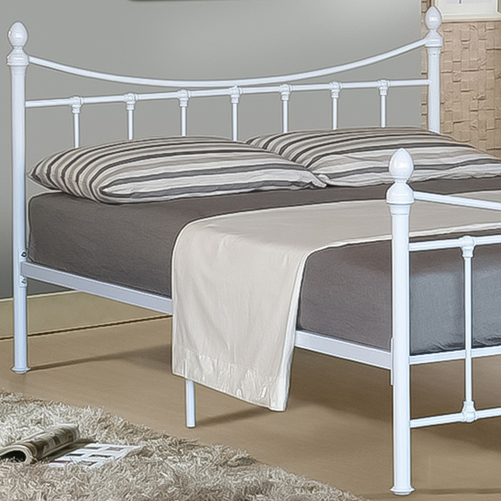 Brooklyn King Size White Metal Bed with Finials Image 2
