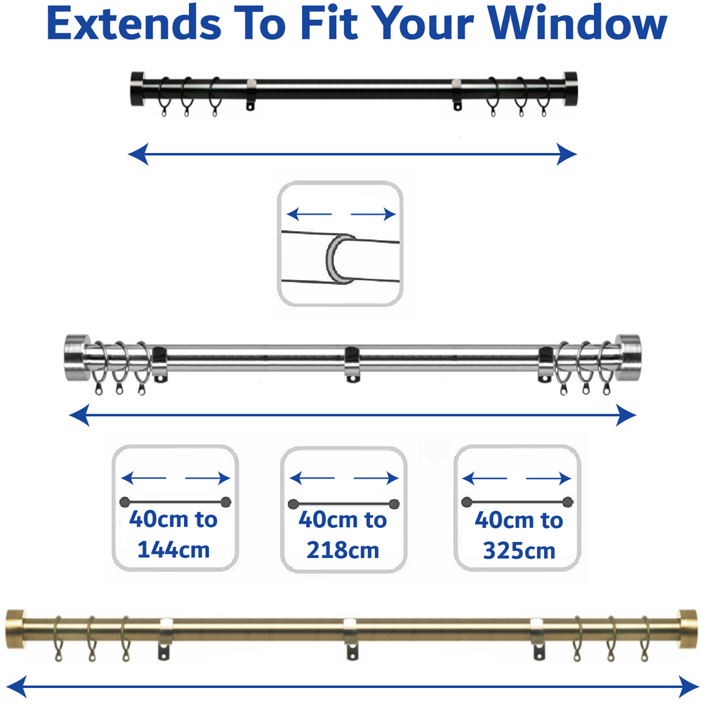 Home Treats 40 to 144cm Extendable Antique Brass Flat Curtain Pole Image 8