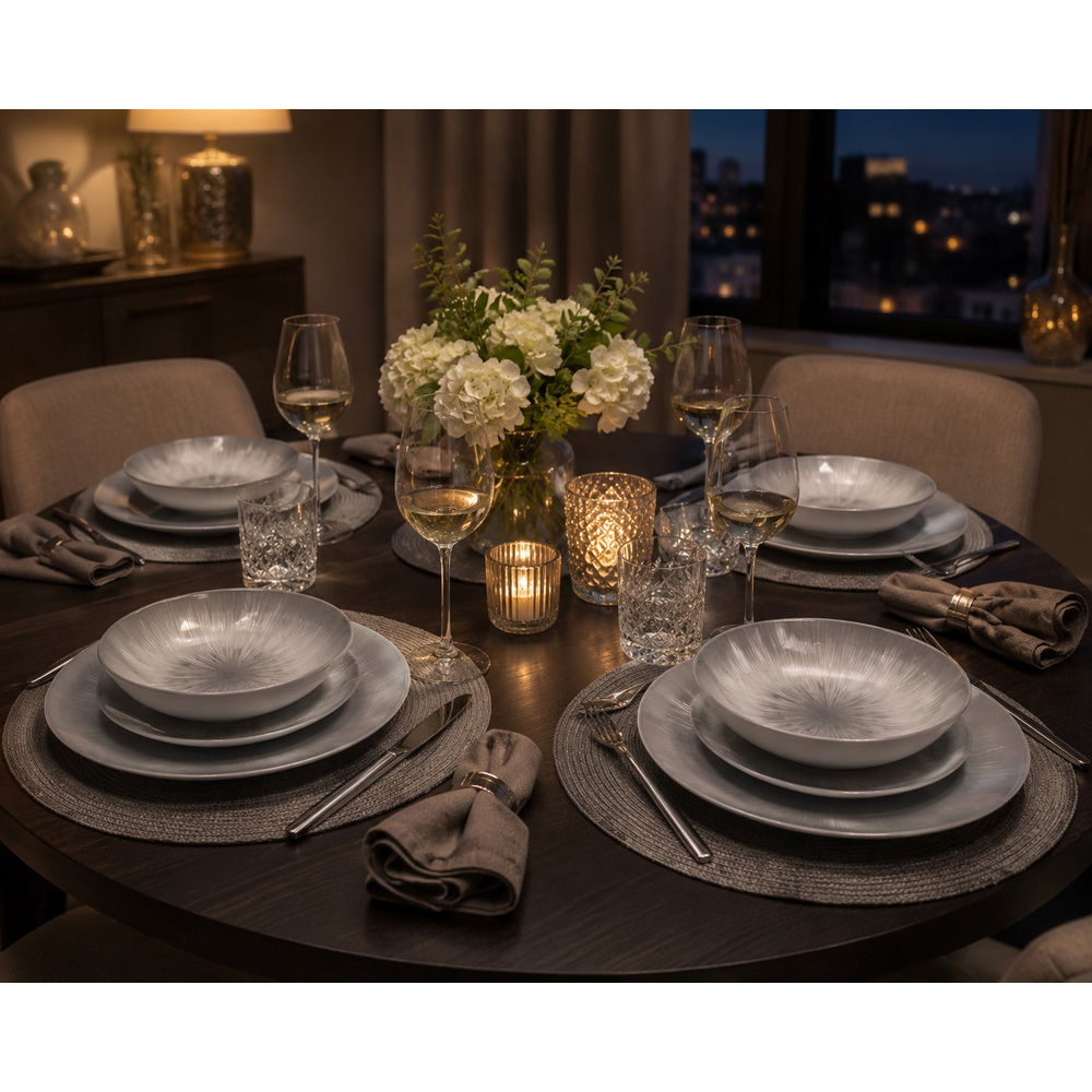 Waterside Grey Star 12 Piece Dinner Set Image 5