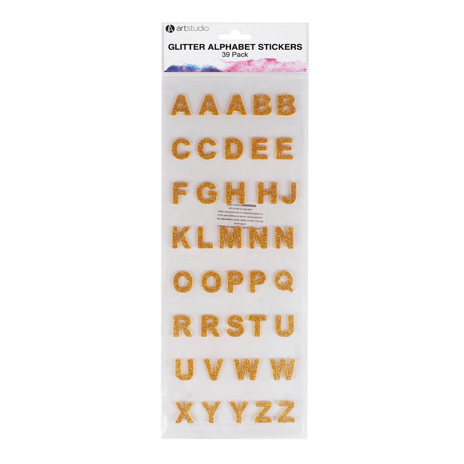 Pack of 39 Glitter Alphabet Stickers Gold Wilko