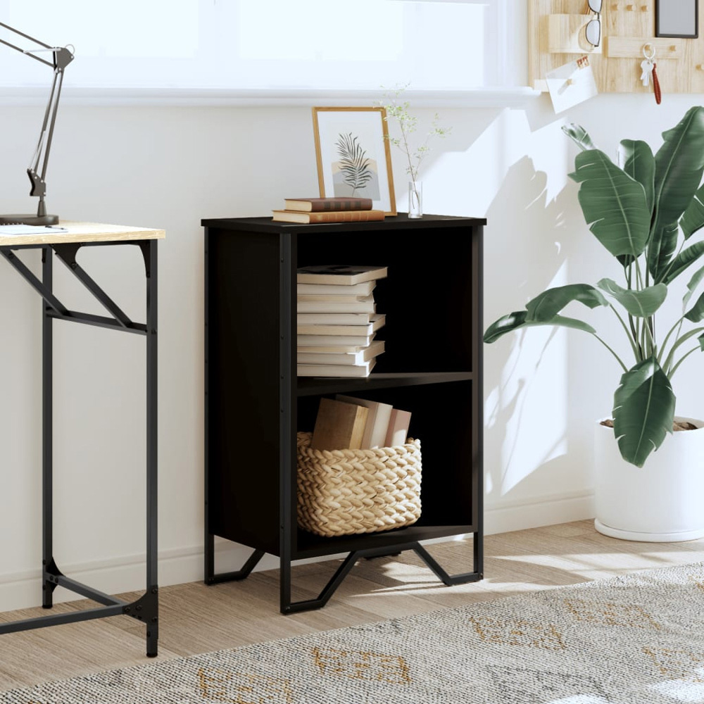 vidaXL 2 Shelf Black Bookcase Image 8