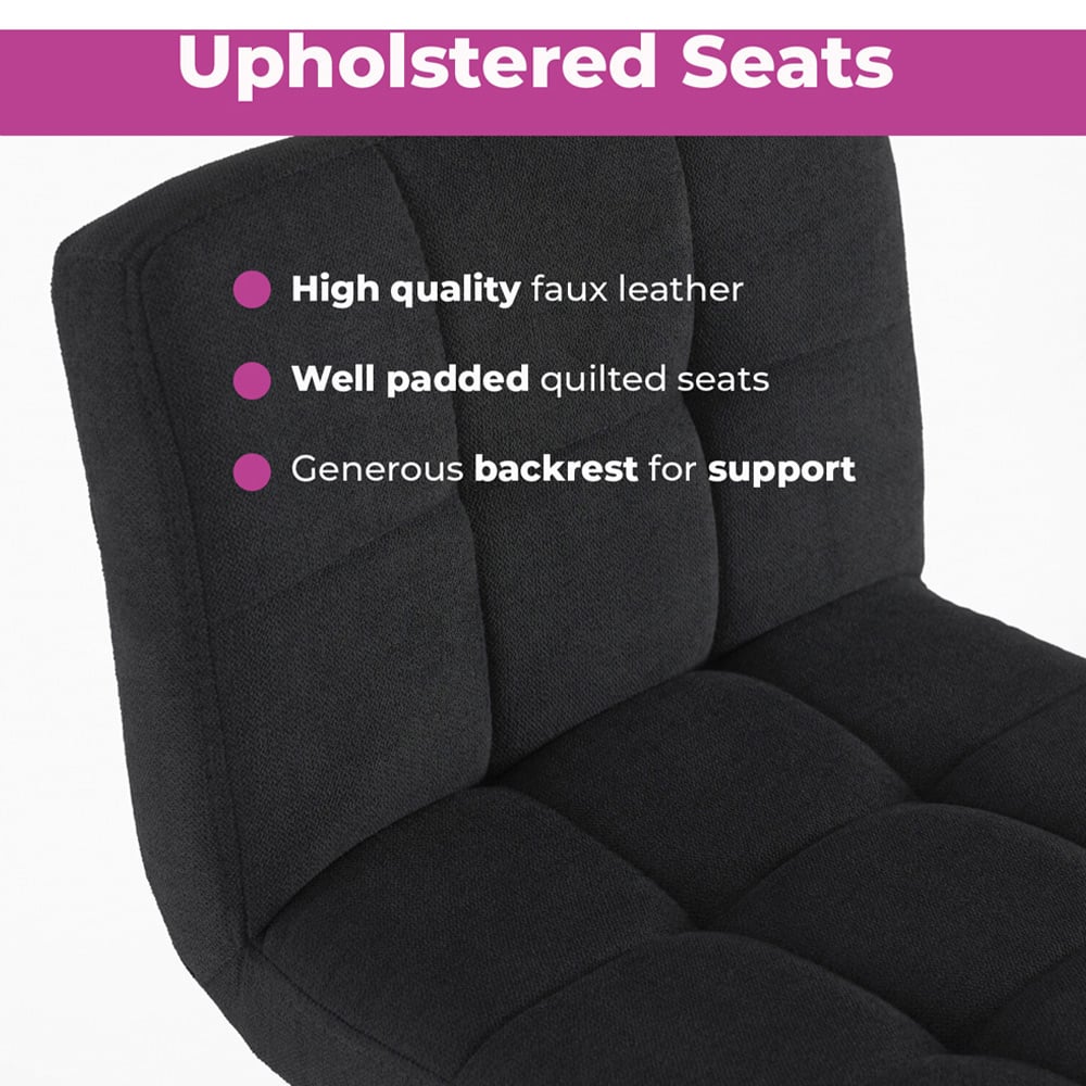 Neo Black Fabric Swivel Bar Stool Set of 2 Image 6