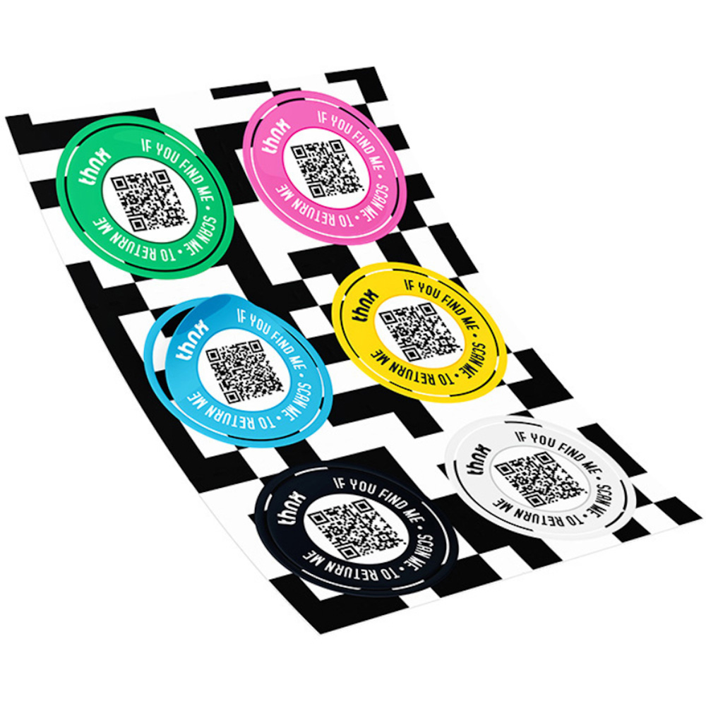 Thnx Multicolour Airtag Sticker Sheet with QR Code Image 1