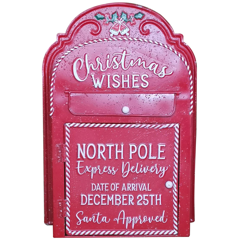Samuel Alexander Red and White Santa Metal Post Box Christmas Decoration Image 1