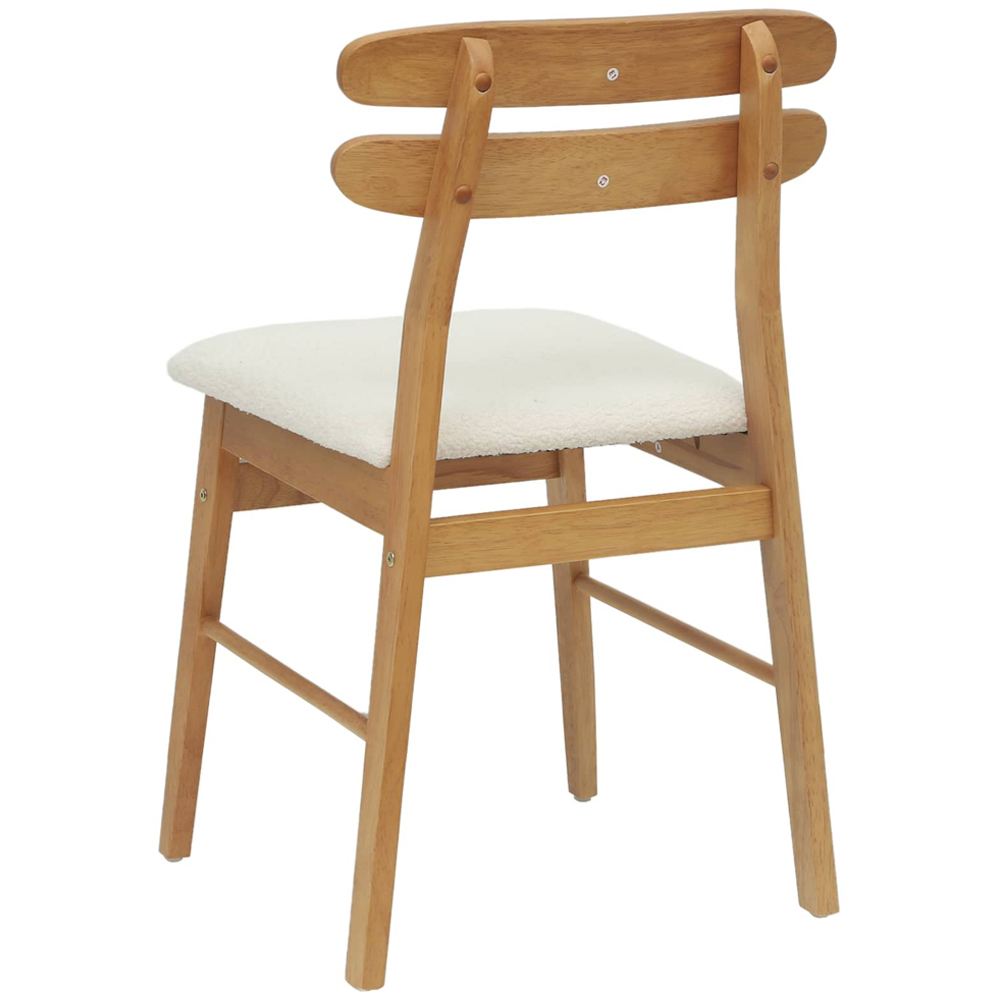 vidaXL Set of 2 Natural and White Rubberwood Rectilinear Vintage Dining Chairs Image 4